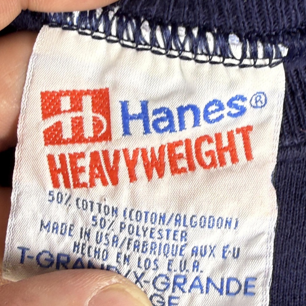 Vintage Hanes Sweatshirt Mens XL Blue Heavyweight Crewneck Blank Made USA 90s - Picture 8 of 14